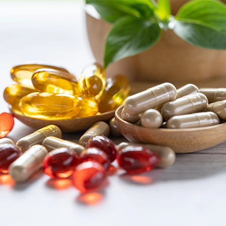 Nutrition Supplements On A Wooden Spoon